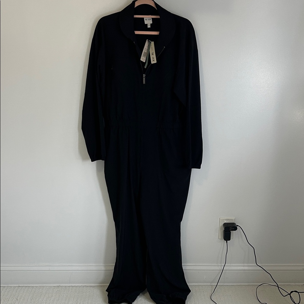 Nic + Zoe Black Tech Stretch Jogger Jumpsuit